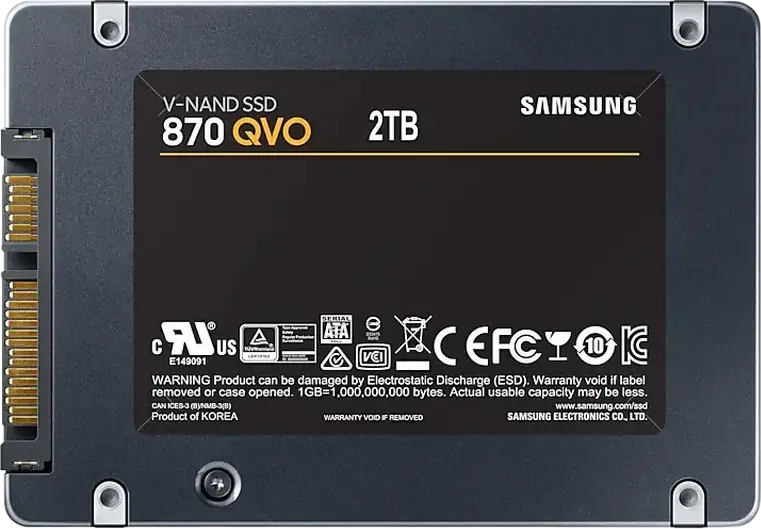 Samsung 870 QVO Internal SSD MZ-77Q2T0 2TB 2.5-inch SATA III 6Gb/s V-NAND QLC Up to 560MB/s Read 530MB/s Write with Intelligent TurboWrite