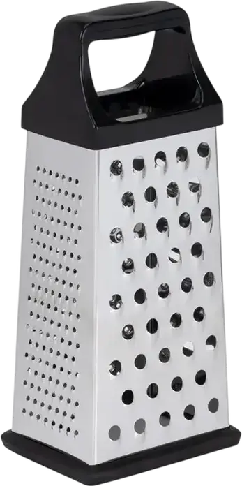 Rastelator RESTO 95410 SHAM cu 4 Laturi din Otel Inoxidabil, Maner Ergonomic din Silicon, Rezistent la Coroziune, Gri