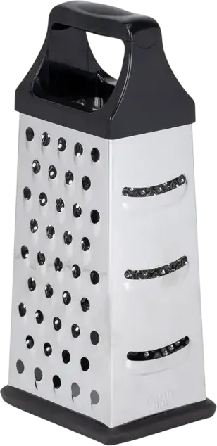 Rastelator RESTO 95410 SHAM cu 4 Laturi din Otel Inoxidabil, Maner Ergonomic din Silicon, Rezistent la Coroziune, Gri