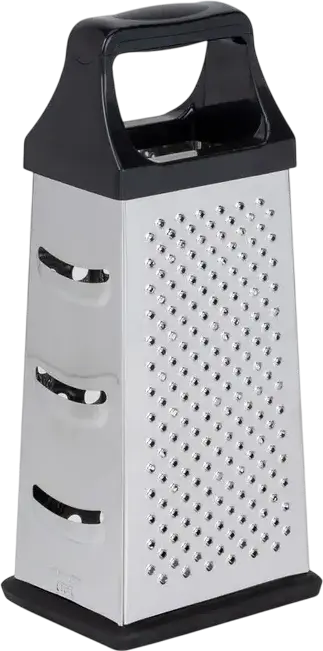 Rastelator RESTO 95410 SHAM cu 4 Laturi din Otel Inoxidabil, Maner Ergonomic din Silicon, Rezistent la Coroziune, Gri