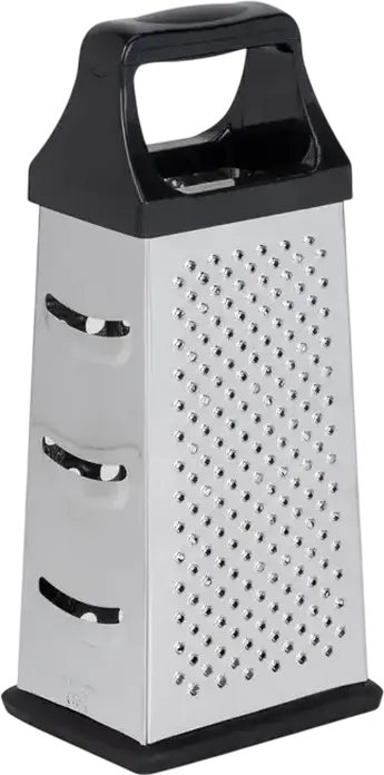 Rastelator RESTO 95410 SHAM cu 4 Laturi din Otel Inoxidabil, Maner Ergonomic din Silicon, Rezistent la Coroziune, Gri