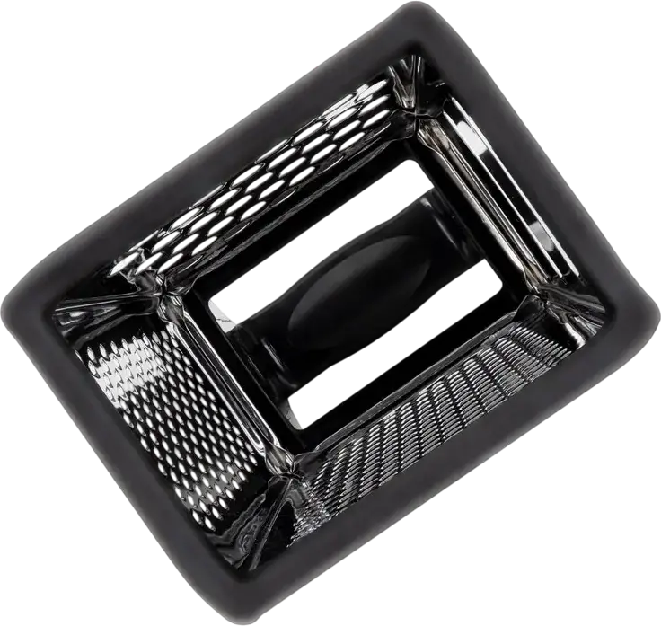 Rastelator RESTO 95410 SHAM cu 4 Laturi din Otel Inoxidabil, Maner Ergonomic din Silicon, Rezistent la Coroziune, Gri