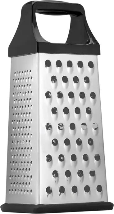 Rastelator RESTO 95410 SHAM cu 4 Laturi din Otel Inoxidabil, Maner Ergonomic din Silicon, Rezistent la Coroziune, Gri