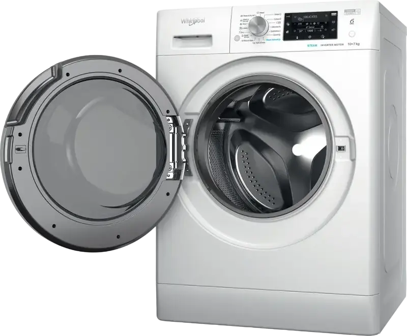 Whirlpool FFWDD 1076258 SV EE Freestanding Washer Dryer 10kg Wash 7kg Dry, 1600 rpm, Inverter Motor, 6th Sense, FreshCare+, Steam Refresh, White
