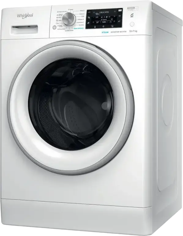 Whirlpool FFWDD 1076258 SV EE Freestanding Washer Dryer 10kg Wash 7kg Dry, 1600 rpm, Inverter Motor, 6th Sense, FreshCare+, Steam Refresh, White