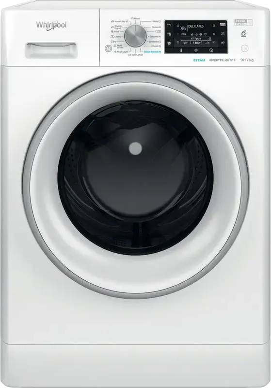Mașină de spălat cu uscător Whirlpool FFWDD 1076258 SV EE, 10kg, Alb