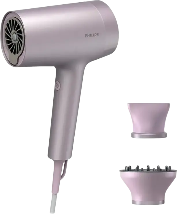 Philips BHD723/10 7000 Series Hair Dryer, 1800W, ThermoShield Advanced Temperature Control, 360 Ionic Care, Magnetic Diffuser & Concentrator, Violet