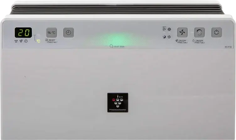 Sharp KCF32EUW Air Purifier and Humidifier with Plasmacluster Ionization, 3-Stage HEPA Filtration, LED Display, for rooms up to 21 m², White