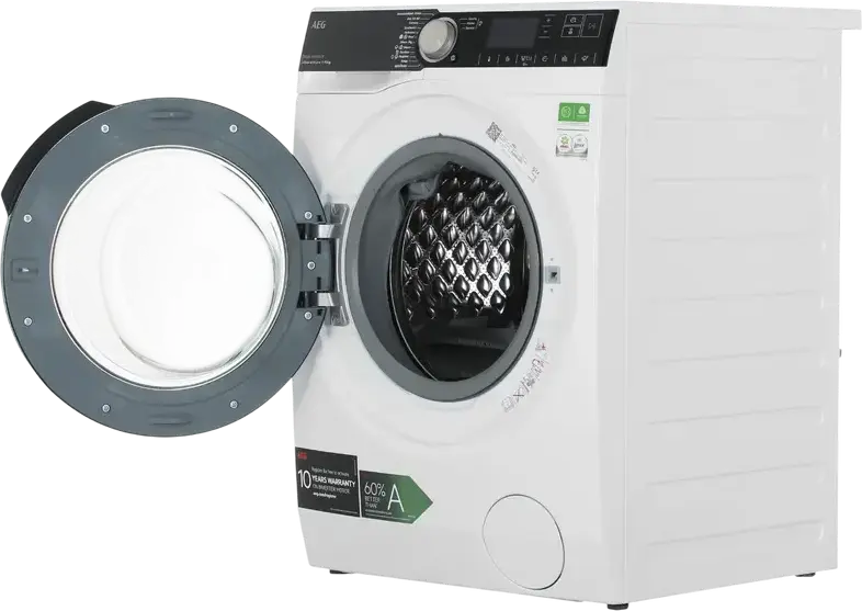 AEG LFR95146SUE 9000 Series AbsoluteCare Front-Load Washing Machine, 10kg, 1400rpm, Energy Class A, ProSteam, SoftWater, Wi-Fi, White/Black