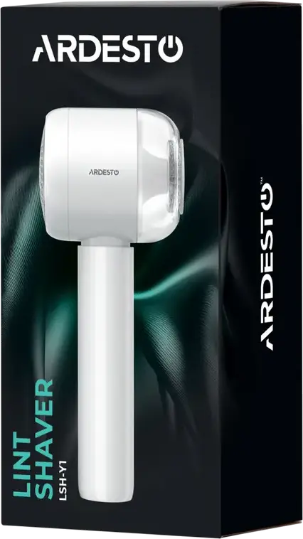 Ardesto LSH-Y1 Fabric Shaver Lint Remover, White, Stainless Steel Blades, 8500 rpm, 1500 mAh Lithium Battery, USB Type-C Charging, LED Indicator