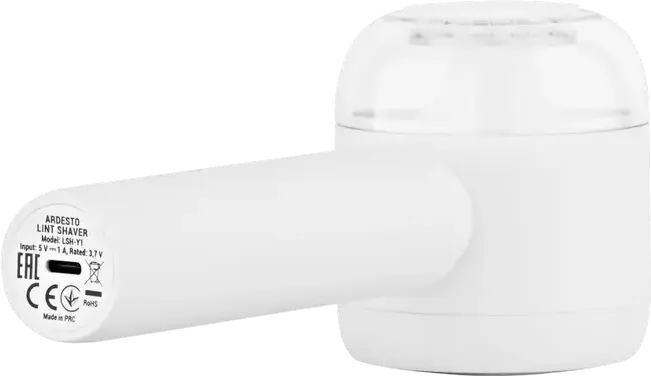 Ardesto LSH-Y1 Fabric Shaver Lint Remover, White, Stainless Steel Blades, 8500 rpm, 1500 mAh Lithium Battery, USB Type-C Charging, LED Indicator