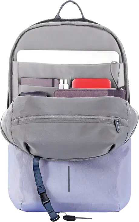 Rucsac Anti-furt Laptop XD Design Bobby Soft, 16L, Material Impermeabil, Compartiment 15.6 inch, Protectie RFID, Port USB, Violet