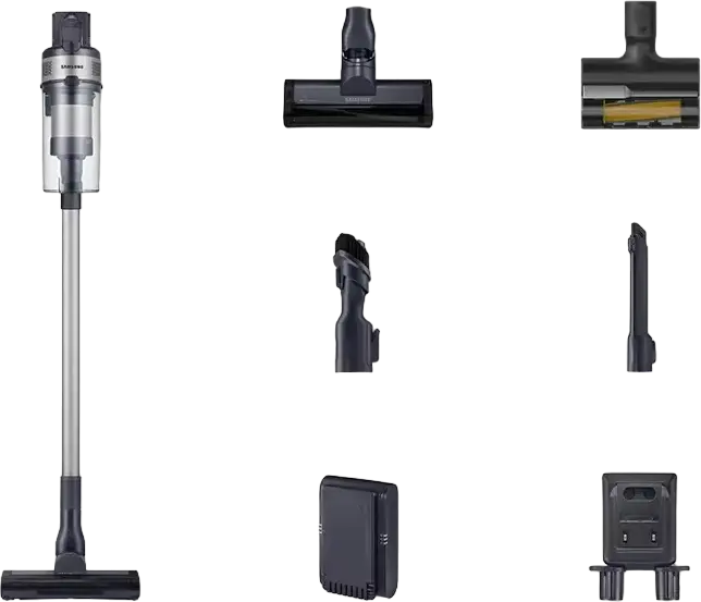 Samsung Jet 65 Pet Cordless Stick Vacuum Cleaner, 150W Suction, Digital Inverter Motor, 40min Runtime, 0.8L Multicyclone Bin, Pet Turbo Brush, Black/Silver