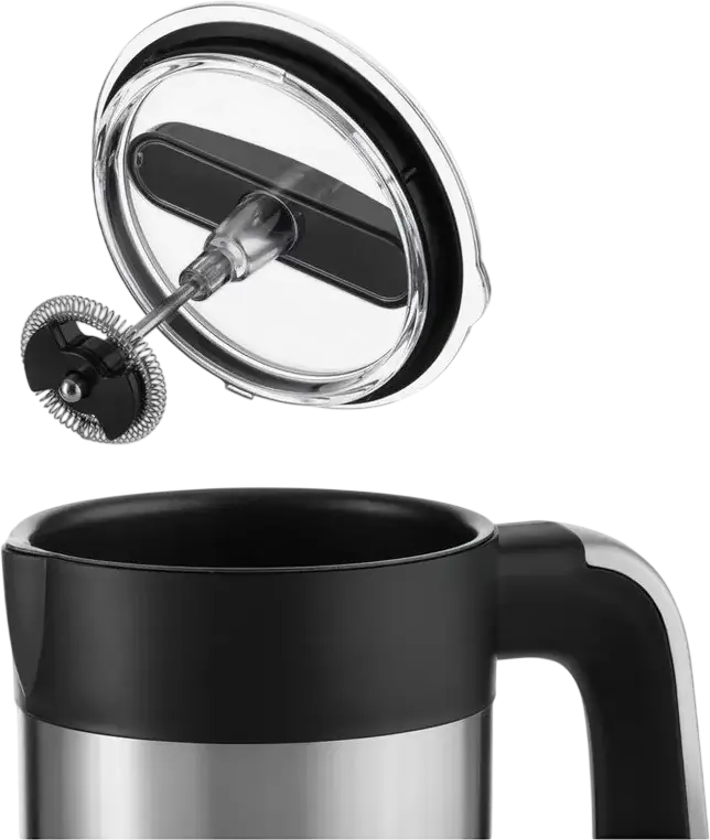 Ardesto MBC-D450 Milk Frother and Heater, 450W, 200ml Stainless Steel Tank, 4 Modes for Hot/Cold Foam, LED Indicator, Automatic Shutdown, Silver/Black