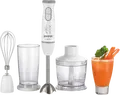 Gorenje HBC564QW Life Collection Hand Blender, 560W DC Motor, Stainless Steel Blending Foot, 2 Speeds with Pulse, Chopper, Whisk, and Beaker, White