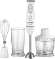 Gorenje HBC564QW Life Collection Hand Blender, 560W DC Motor, Stainless Steel Blending Foot, 2 Speeds with Pulse, Chopper, Whisk, and Beaker, White