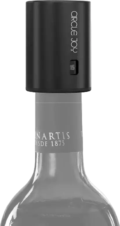 Circle Joy CJ-JS04 Digital Wine Vacuum Stopper and Sealer, Air Extraction Pump for Freshness Preservation, Black Plastic and Metal