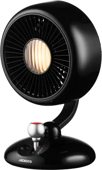 Ardesto FT-F3600BL AviaFan Axial Desk Fan, 12 cm, 3600 mAh Li-ion Battery, 3 Speed Levels, USB-C Charging, LED Backlight, Black ABS Plastic