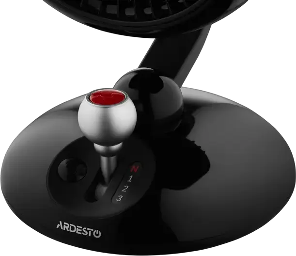 Ardesto FT-F3600BL AviaFan Axial Desk Fan, 12 cm, 3600 mAh Li-ion Battery, 3 Speed Levels, USB-C Charging, LED Backlight, Black ABS Plastic