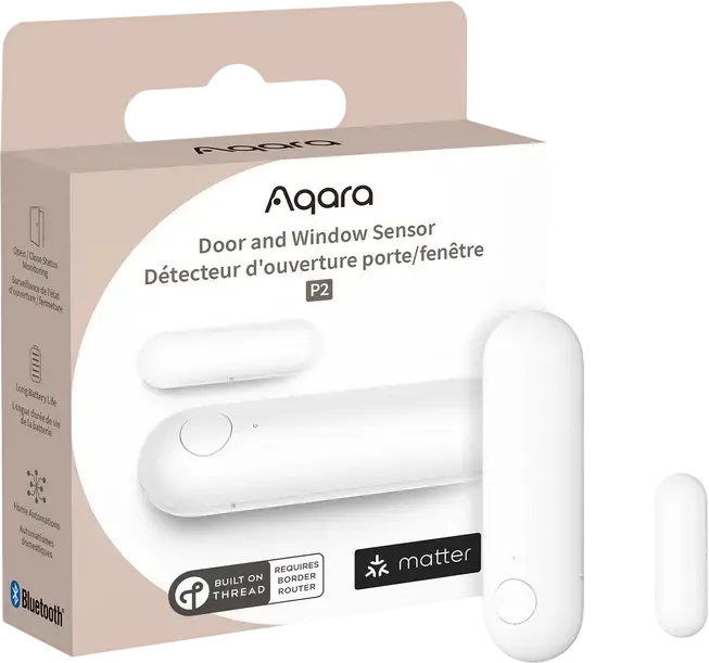 Aqara Door and Window Sensor P2, Matter-over-Thread Smart Contact Sensor, High-precision Hall Sensor, Compatible with Apple, Google, Alexa, SmartThings