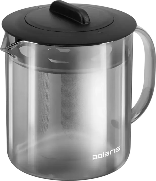 Polaris Graphit-1000TP French Press Tea Maker, 1L Heat Resistant Glass Carafe with Metal Mesh Infuser, Grey