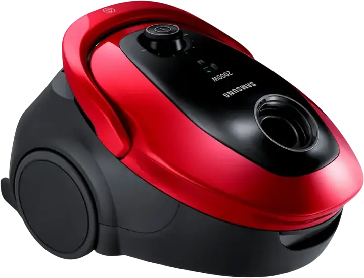 Samsung VC20M257AWR Bagged Vacuum Cleaner, 2000W, 460W Suction, 2.5L Dust Bag, HEPA 13 Filter, EZClean Cyclone Technology, Red/Black