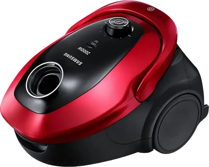 Samsung VC20M257AWR Bagged Vacuum Cleaner, 2000W, 460W Suction, 2.5L Dust Bag, HEPA 13 Filter, EZClean Cyclone Technology, Red/Black
