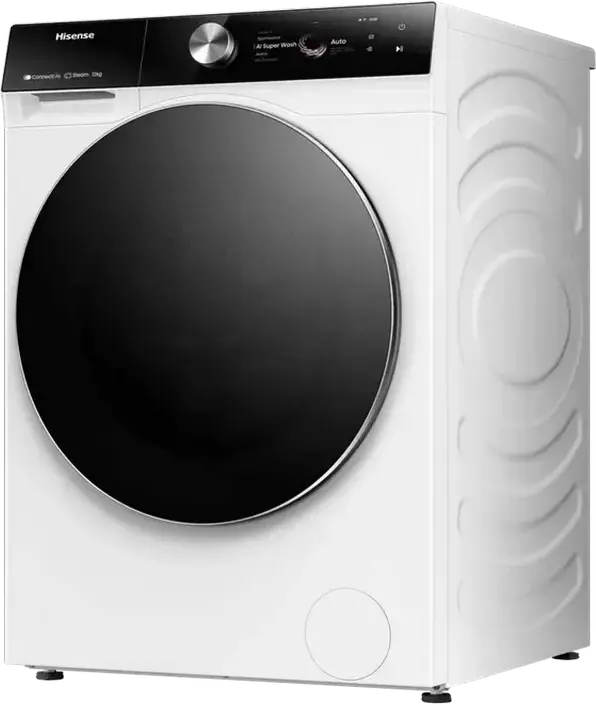 Стиральная машина Hisense WF7S1247BW с фронтальной загрузкой, 12 кг, 1400 об/мин, класс энергопотребления A, AI Super Wash, автодозировка, пар, Wi-Fi, белая