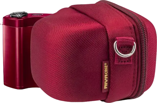 Rivacase 7117-XS Digital Case for High/Ultra Zoom and Compact Camcorders, EVA Shock Absorbing Padding, Polyester, Red, with Shoulder Strap