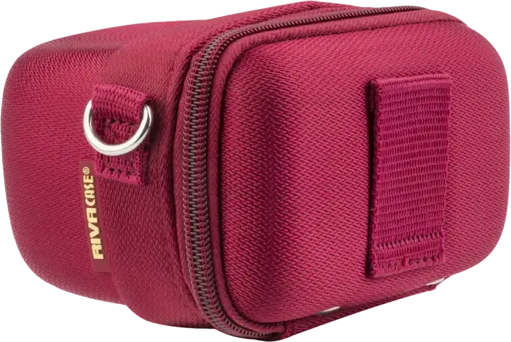 Rivacase 7117-XS Digital Case for High/Ultra Zoom and Compact Camcorders, EVA Shock Absorbing Padding, Polyester, Red, with Shoulder Strap