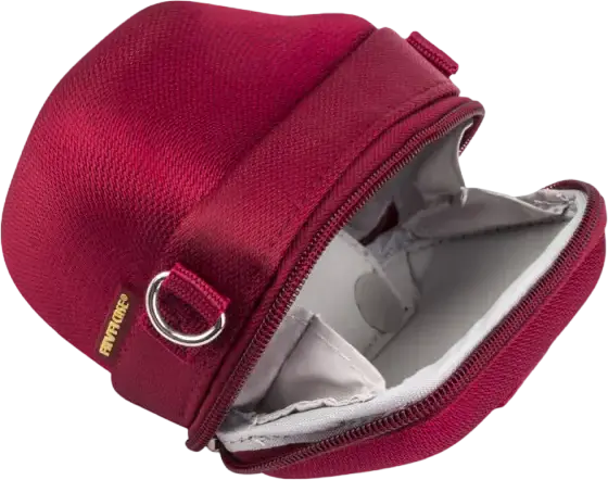Rivacase 7117-XS Digital Case for High/Ultra Zoom and Compact Camcorders, EVA Shock Absorbing Padding, Polyester, Red, with Shoulder Strap