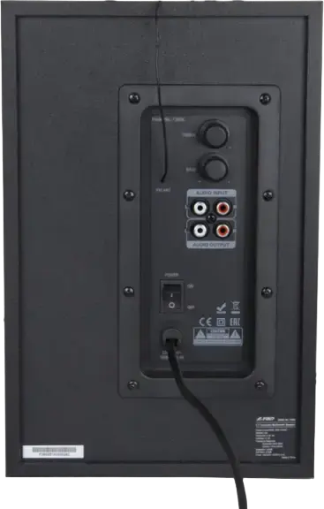 F&D F380X 2.1 Channel Multimedia Speaker System, 54W RMS, Bluetooth NFC USB SD AUX, Digital FM Radio, Wooden MDF Subwoofer with LED Lighting, Black