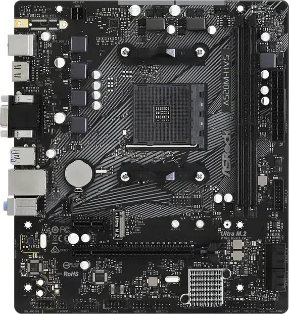 Placa de baza ASRock A520M-HVS Micro-ATX, Socket AMD AM4, Chipset A520, DDR4 4733+ MHz, Ultra M.2 PCIe Gen3 x4, HDMI 2.1, Suport 4K, Seria Ryzen 5000