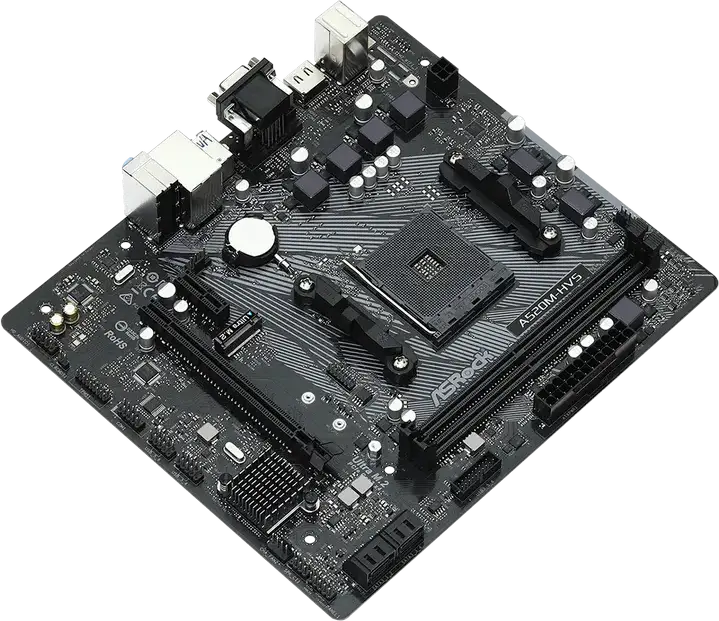 Placa de baza ASRock A520M-HVS Micro-ATX, Socket AMD AM4, Chipset A520, DDR4 4733+ MHz, Ultra M.2 PCIe Gen3 x4, HDMI 2.1, Suport 4K, Seria Ryzen 5000