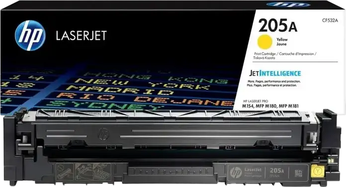 Тонер-картридж HP 205A CF532A желтый, стандартной емкости, JetIntelligence, ресурс 900 страниц для Color LaserJet Pro MFP M180, M181, M154