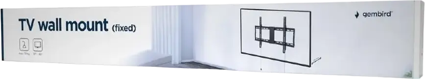 Gembird WM-80F-01 Fixed TV Wall Mount for 37" to 80" Screens, VESA up to 600x400mm, Max Load 70kg, Steel Powder Coated Black with Automatic Spring Locks