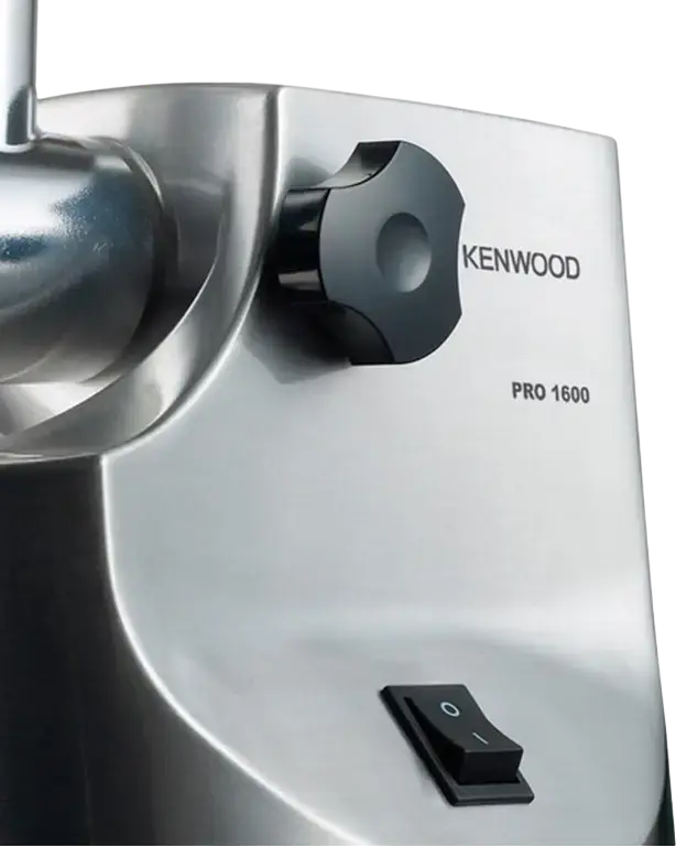 Мясорубка Kenwood MG 516, 1600 Вт, производительность 2 кг/мин, корпус из литого алюминия, 3 решетки, овощерезка с 4 дисками, серебристый
