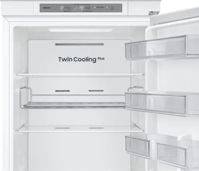 Samsung BRB70F30AES0EO Built-in Refrigerator with Bottom Freezer, 298L Net Volume, Twin Cooling Plus, No Frost, WiFi SmartThings, AI Energy, White