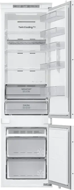 Samsung BRB70F30AES0EO Built-in Refrigerator with Bottom Freezer, 298L Net Volume, Twin Cooling Plus, No Frost, WiFi SmartThings, AI Energy, White
