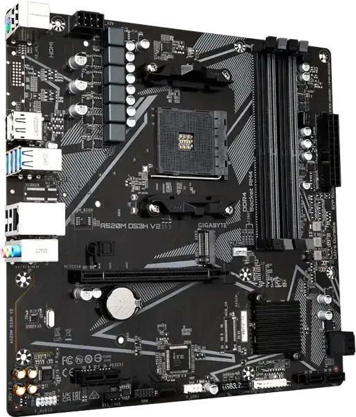 Placa de baza Gigabyte A520M DS3H V2 Micro-ATX, Socket AM4, Chipset AMD A520, DDR4 4733MHz OC, 4x DIMM, M.2 PCIe Gen3, HDMI 2.1, DisplayPort 1.4