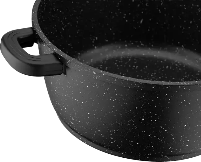 Ardesto AR2424GE Gemini Anzio Cast Aluminum Casserole with Glass Lid, 24 cm, 4.4 L, Non-stick Marble Coating, Induction Compatible, Black