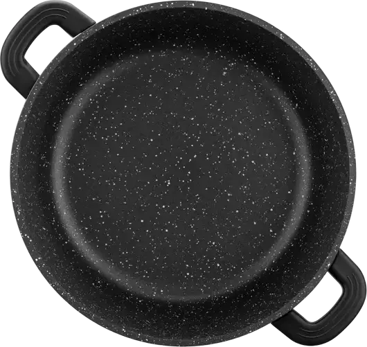 Ardesto AR2424GE Gemini Anzio Cast Aluminum Casserole with Glass Lid, 24 cm, 4.4 L, Non-stick Marble Coating, Induction Compatible, Black