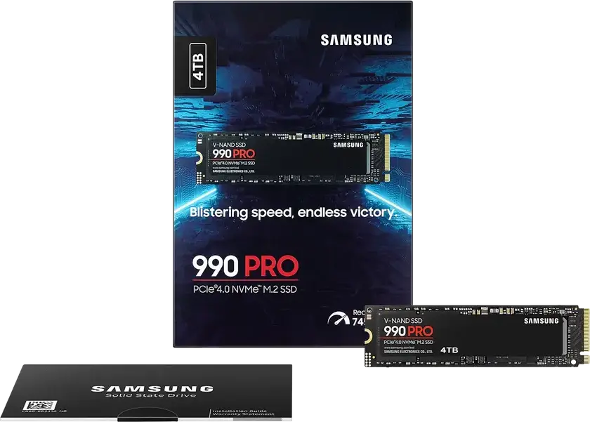 Samsung 990 PRO 4TB M.2 NVMe PCIe Gen 4.0 x4 SSD MZ-V9P4T0BW, Up to 7450MB/s Read, 6900MB/s Write, 3D TLC V-NAND, PS5 Compatible
