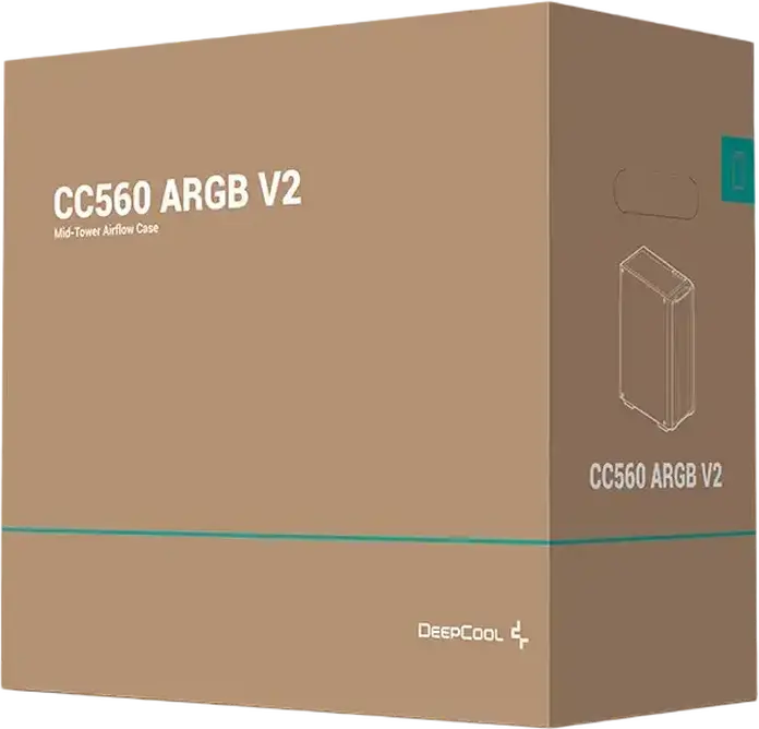 Deepcool CC560 ARGB V2 Midi-Tower PC Case, Black, Tempered Glass, Mesh Front, 4x 120mm ARGB Fans, E-ATX Support, 360mm Radiator Support