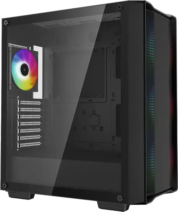 Deepcool CC560 ARGB V2 Midi-Tower PC Case, Black, Tempered Glass, Mesh Front, 4x 120mm ARGB Fans, E-ATX Support, 360mm Radiator Support
