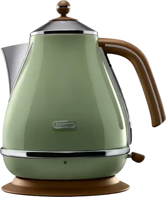 Электрический чайник DeLonghi Icona Vintage KBOV 2001, цвет зеленый, объем 1.7 л, мощность 2000 Вт, нержавеющая сталь AISI 304, поворотное основание 360°, автоотключение