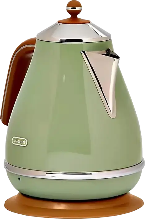 Электрический чайник DeLonghi Icona Vintage KBOV 2001, цвет зеленый, объем 1.7 л, мощность 2000 Вт, нержавеющая сталь AISI 304, поворотное основание 360°, автоотключение