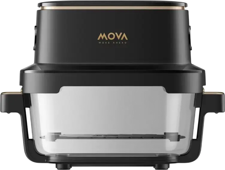 Frigitore cu aer Mova AF20 Pro Aeroglass 1700W, Boluri de Sticla Interschimbabile 4L si 2.5L, 8 Programe Inteligente, Motor Brushless, Negru
