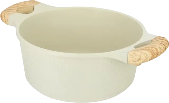Resto 93801 RAN Aluminum Casserole Pot with Glass Lid, 2.4L, 20cm, Non-stick PFLUON Coating, Wood-effect Handles, Beige