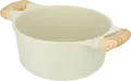 Resto 93801 RAN Aluminum Casserole Pot with Glass Lid, 2.4L, 20cm, Non-stick PFLUON Coating, Wood-effect Handles, Beige